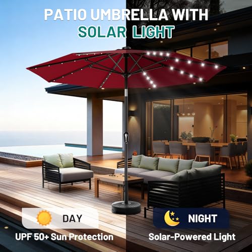 9FT Patio Umbrella with Solar Lights