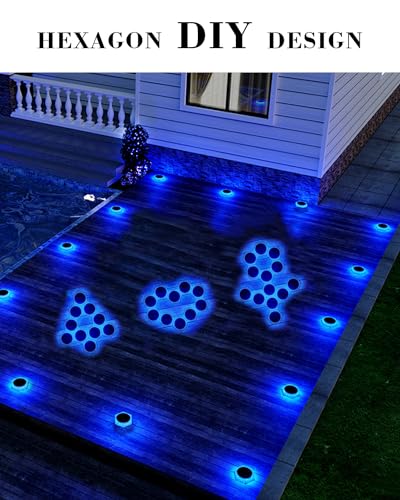 Blue Solar Driveway Light Outdoor IP68 Waterproof 6Pack Hexagon (6 Count)