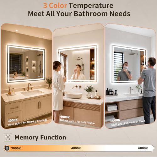 28"x28" LED Bathroom Mirror with Lights