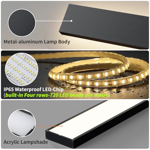 2 Pack 23.6 inch Modern LED Outdoor Wall Light