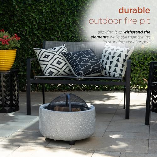 QFC334 Contemporary Gray Woodburning Firepit with Lid & Wood Poker