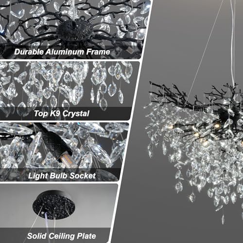 40" Black Crystal Chandelier