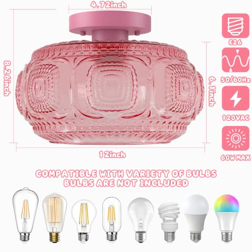 Large Globe Glass Semi Flush Mount Ceiling Light Fixture