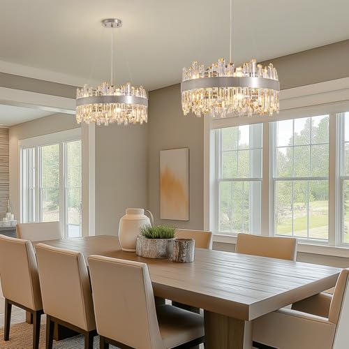 12 Light Modern Crystal Chandelier Ceiling Light Chrome D19.7''