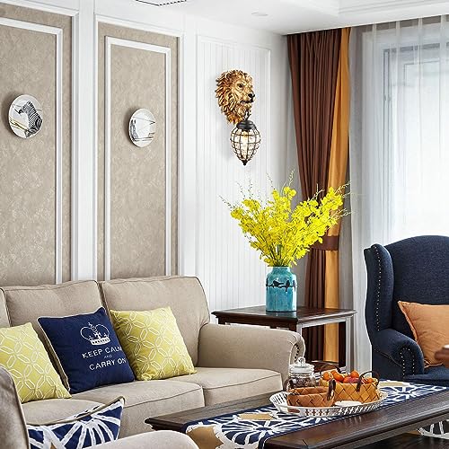 Gold Lion Head & Black Crystal Wall Sconce