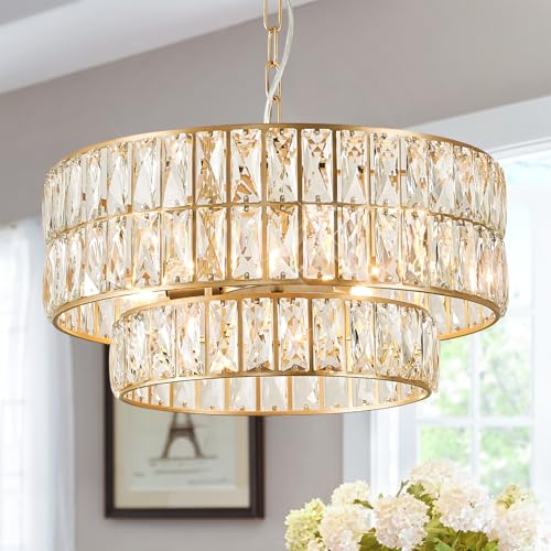 Gold Crystal Chandelier 20" 6