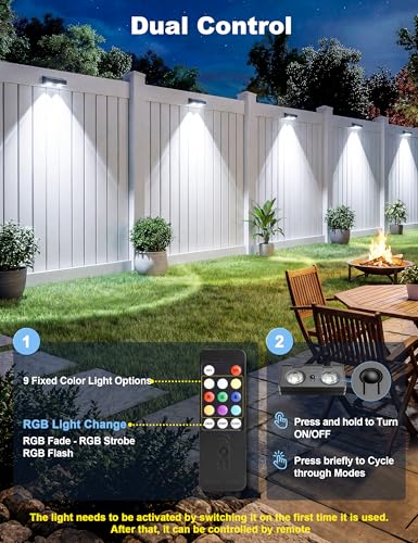 Fence Lights Solar Powered with Remote 12 Pack (12 Count)