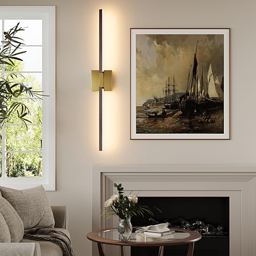 Gold & Walnut Wireless Wall Sconce with Remote Control (2 Count)