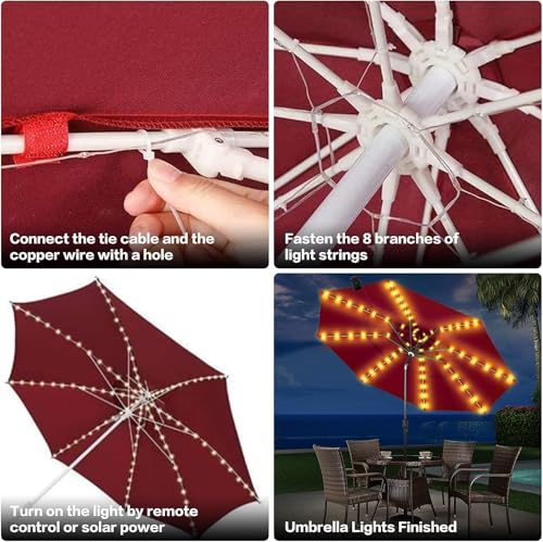 Solar Patio Umbrella Lights (94 Foot)