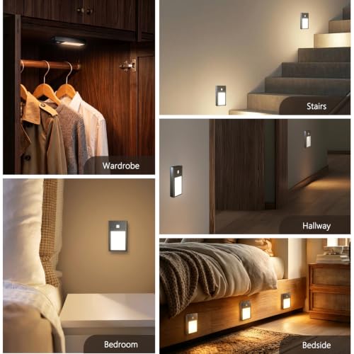 3 Pack Rechargeable Stair Lights Motion Sensor 1800mAh Battery Powered (3 Count)