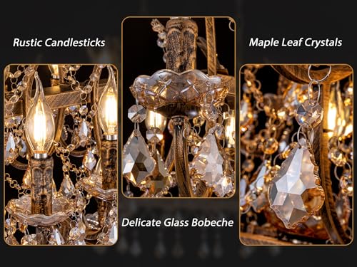 15 Lights Crystal Chandeliers Farmhouse Dining Room Light Fixtures