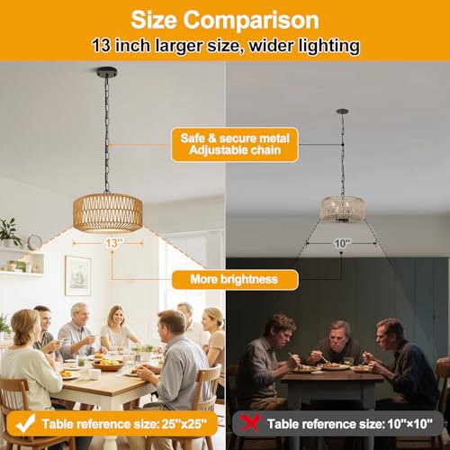 9" 52" Height Adjustable Farmhouse Chandelier Light Fixture