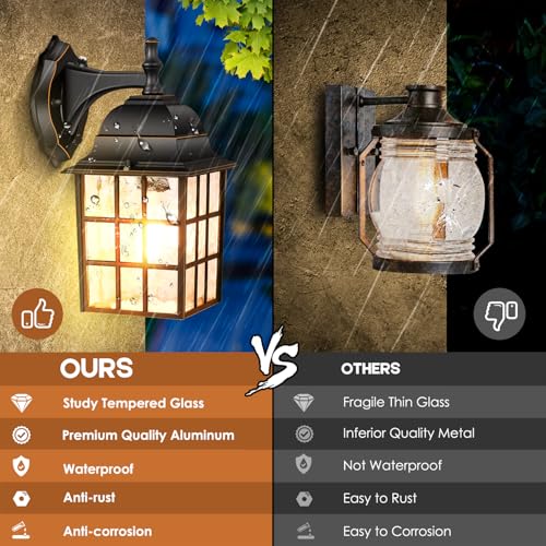 Dusk to Dawn Outdoor Wall Light Fixture (2 Count)