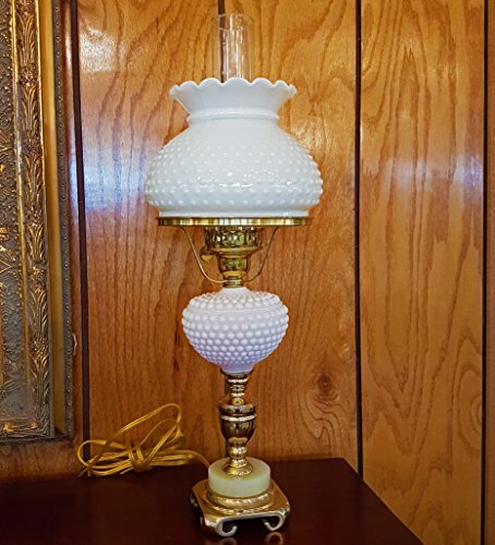 7 Inch White Cased Glass Hobnail and Crimped Top Student Shade