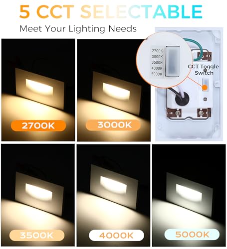 120V 5CCT Dimmable LED Indoor Outdoor Step Light (3 Count)