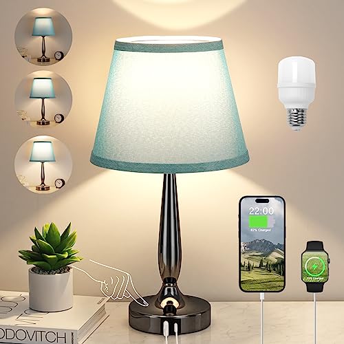 Touch Bedside Lamp for Bedroom with USB C Port