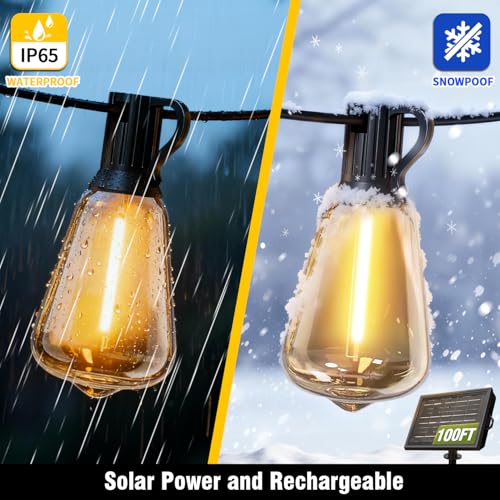 Solar String Lights Outdoor Waterproof with Remote & Timer