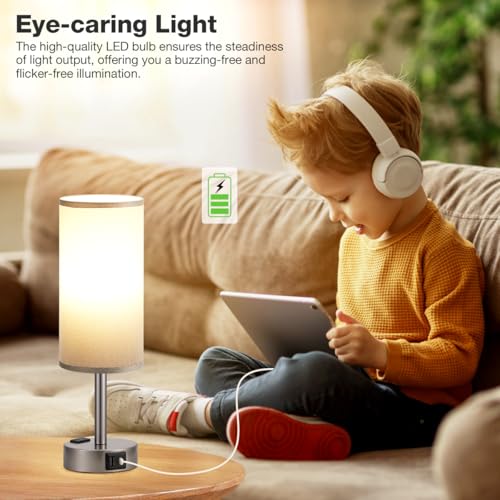 Grey Bedside Lamp for Bedroom