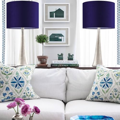 Dark Blue Velvet Drum Lamp Shade