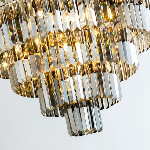 Smoke Gray Crystal Chandelier Modern Large Dining Room Light Fixture