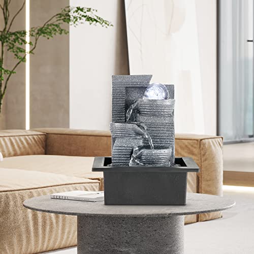 Tabletop Fountain Indoor Water Fountain with LED Crystal Ball