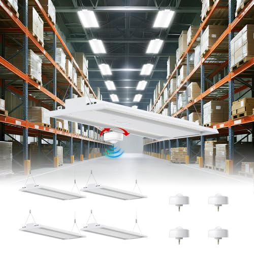 4 Pack 300W LED Linear High Bay Shop Light With Motion Sensor (4 Count)