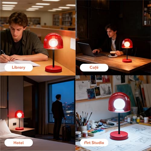 Cordless Red Table Lamp