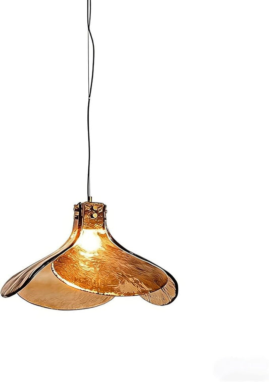 Vintage Wabi-sabi Style Chandelier French Retro Dining Pendant Light, Coffee Shop bar Bedside lamp, Coffee-Colored Glass Dining Table Home Lighting Fixture