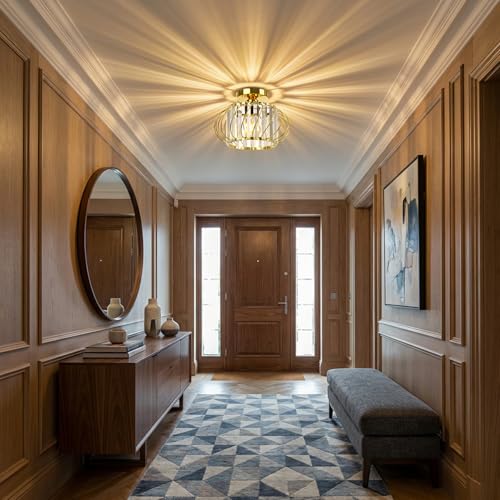 Gold Crystal Ceiling Light Fixture