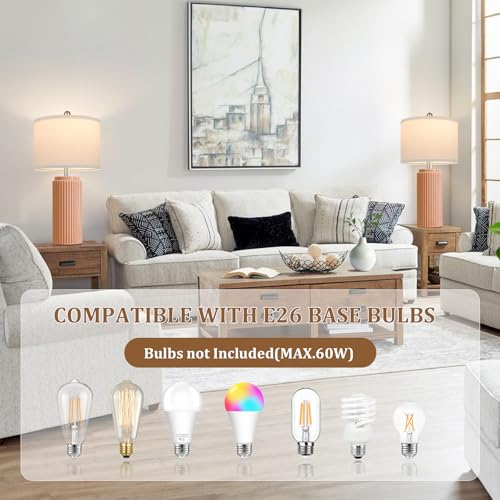 23.5’’ Orange Table Lamps for Bedroom Set of 2 (2 Count)