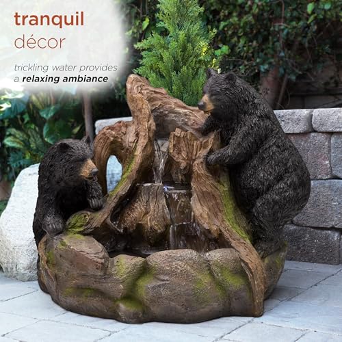 GXT252 24" Outdoor Floor Bears Climbing Fountain with LED Lights