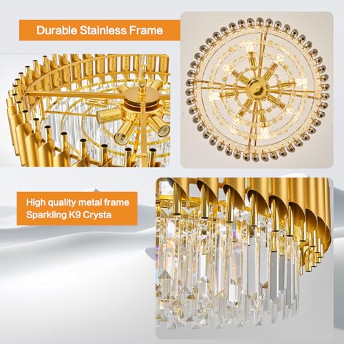 Gold Crystal Chandelier Round Chandeliers 24" with 5