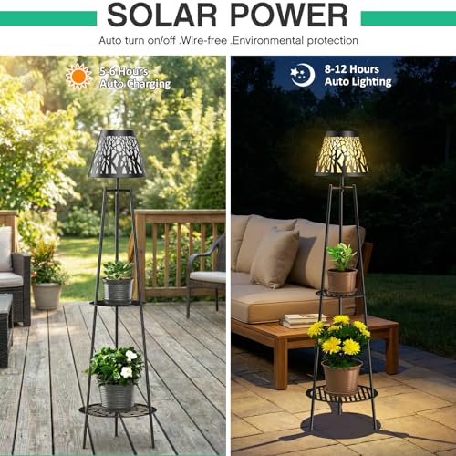 2 Pack Solar Floor Lamps Outdoor with 2 (2 Count)