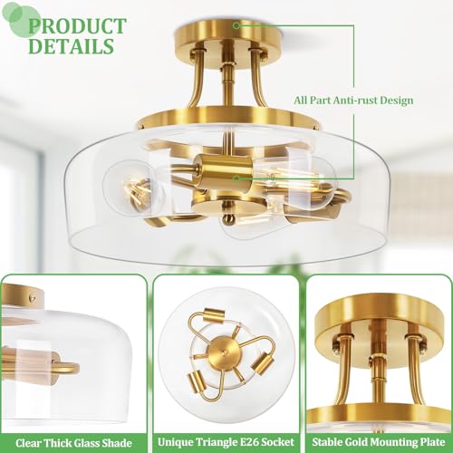 3 Light Semi Flush Mount Light Fixture