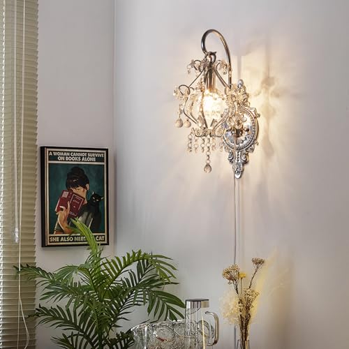 Plug in Cord Gold Silver Vintage Indoor Wall Sconces Light Set of 2 (2 Count)