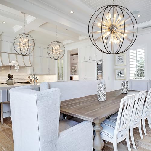 Modern Black Sputnik Globe Crystal Chandeliers for Living Room Foyer