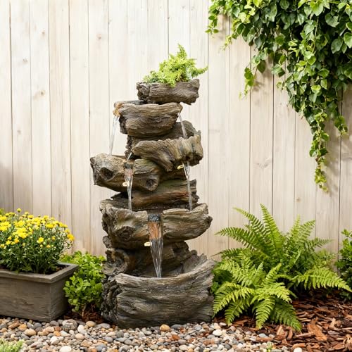 40.6" H Wood Like Water Fountain Indoor & Outdoor 5