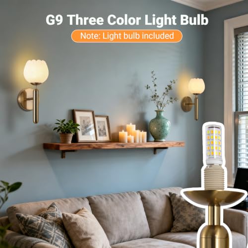 Alabaster Wall Sconces Bathroom Vanity Light Gold 12.6" 1 Pack