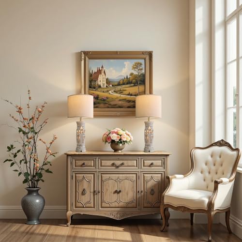 27.25”Farmhouse Table Lamps Set of 2 with Night Light (2 Count)
