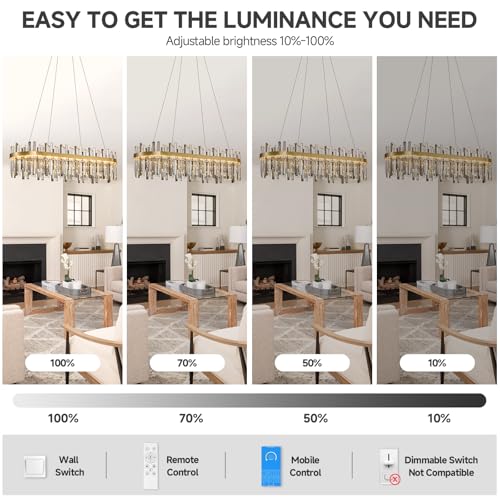 Modern Gold Smoke Grey Crystal Chandelier