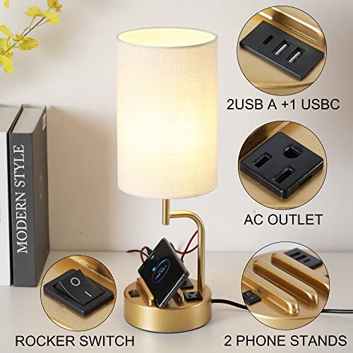 Table Lamp with 3 USB Charging Ports (2 Count)