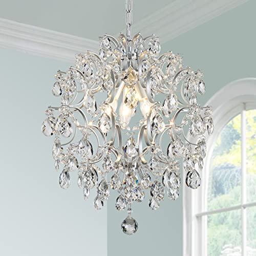 Chandelier Crystal Raindrop Lighting Ceiling Light Fixture Lamp for Dining Room Bathroom Bedroom Livingroom Entryway 3 E12 Bulbs Required D16 in x H18 in