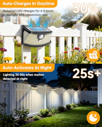 Solar Motion Sensor Lights Outdoor 120 LEDs (8 Count)