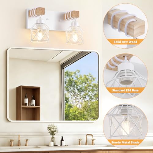 2 Light White Bathroom Light Fixtures