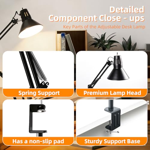 Black Desk Lamp with Clamp