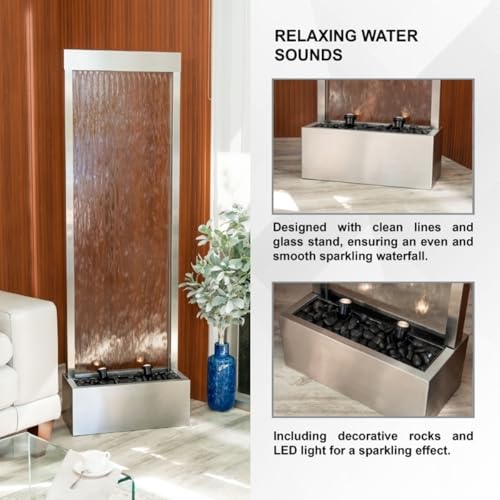 68" H Freestanding Modern Waterfall Fountain