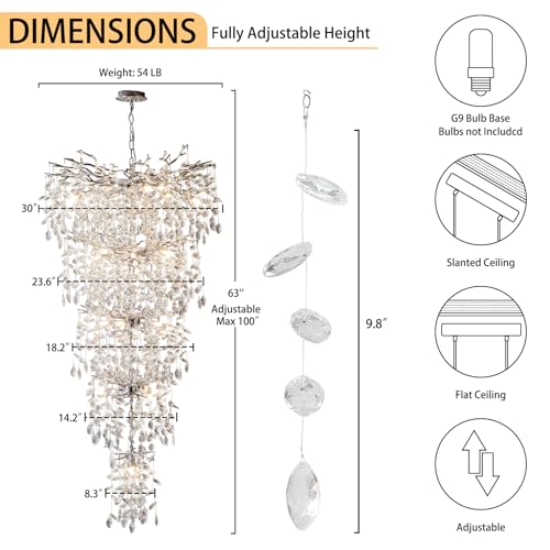 118" Large Crystal Chandelier for High Ceiling