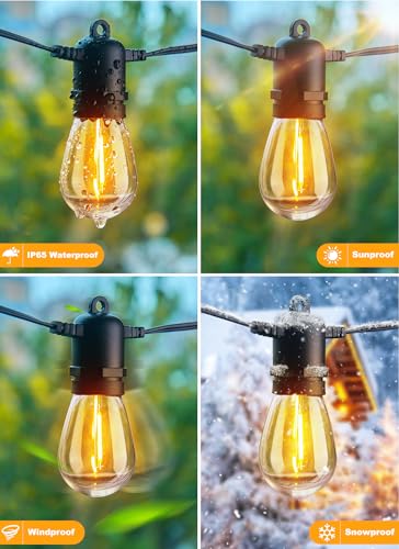 Outdoor String Lights 190FT with 60+2 Shatterproof Edison Bulbs (190 Foot)