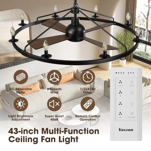 36" Wagon Wheel Ceiling Fan with Light