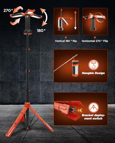 Portable Camping Light with Stand 12000mAh 73.2" Work Light LD10